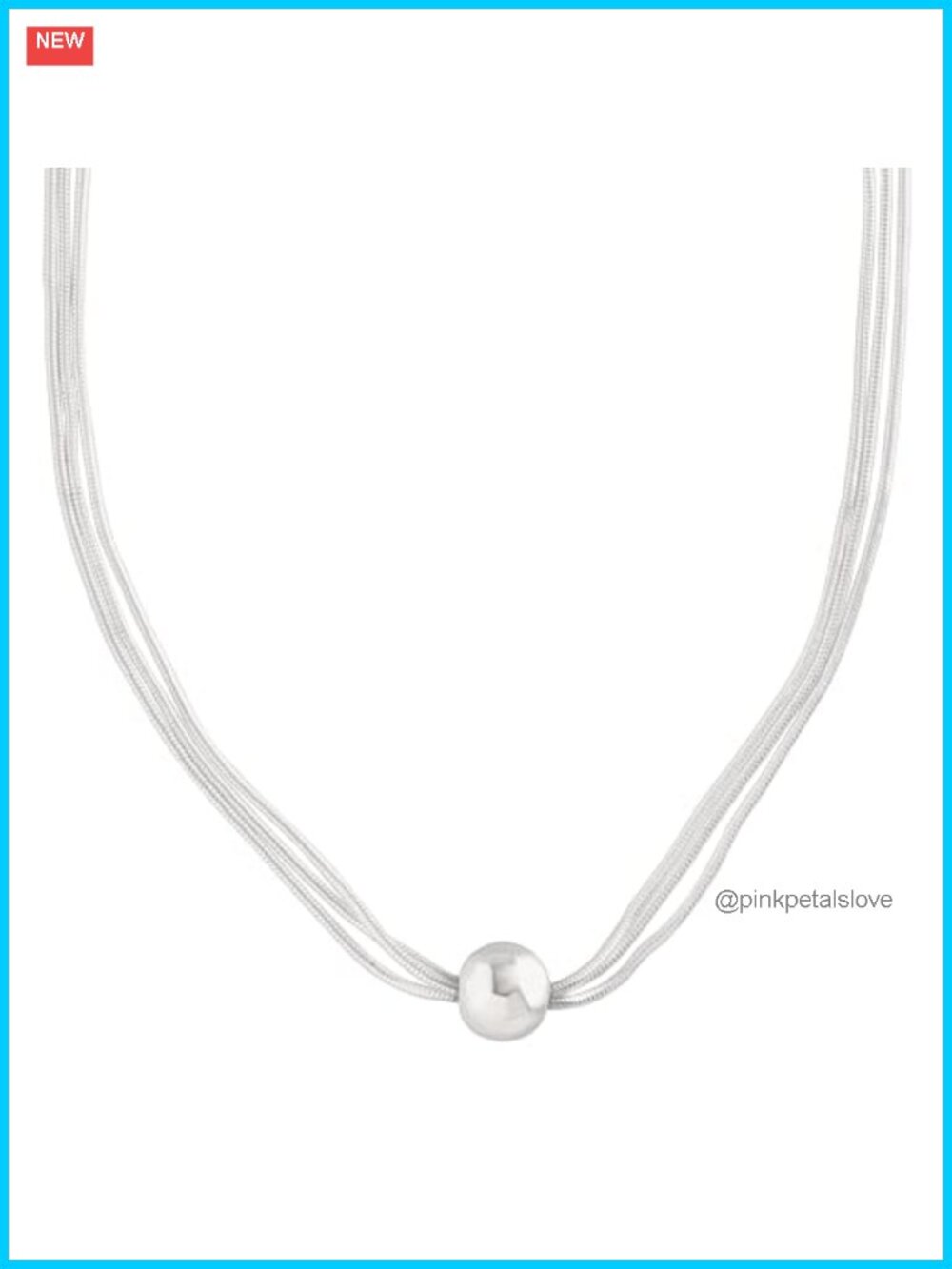 Sterling Silver Multi-Strand Bead Necklace with Lobster Clasp 16 Inch